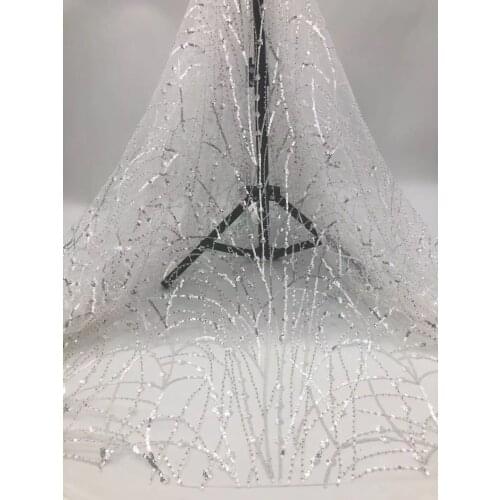 New Material JRB-217.032704 Embroidered African Tulle Lace Fabric and French Design with Sequins for Party Dress