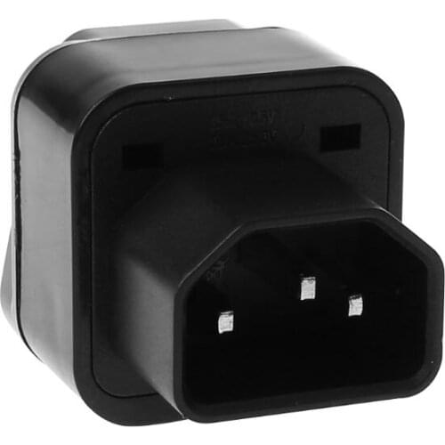 IEC 320 C14 To Universal Female Power Adapter AC Power Plug Connector Black