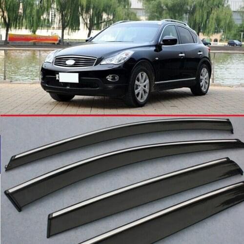 Plastic Exterior Visor Vent Shades Window Sun Rain Guard Deflector For Infiniti EX25 2013 2014 2015 2016