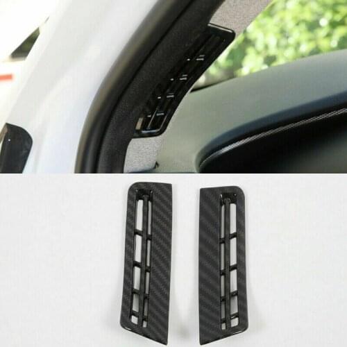 Fit For Hyundai Santa Fe 2019 ABS Carbon Fiber Black A Pillar Air Vent Outlet Cover Trim 2pcs