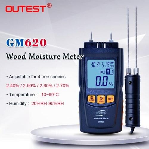 Portable Probe Humidity Tester GM620 Digital LCD Display Wood Moisture Meter 2~70% Timber Damp Detector