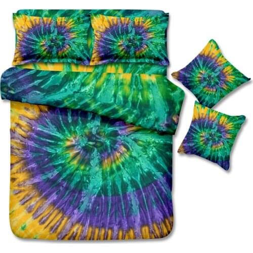 Colorful Tie Dyed Bedding Duvet Cover Set 3/4pcs Luxury Spiral Psychedelic Pattern Boho Duvet Cover with Pillowcases Sheet