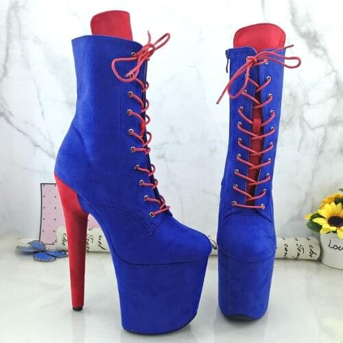 Leecabe Colorful suede 20CM/8inches Pole dancing shoes High Heel platform Boots closed toe Pole Dance boots