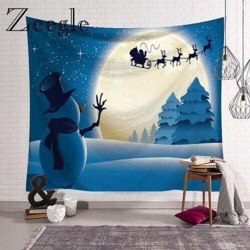 Zeegle Christmas Tapestry Home Living Room Decoration Wall Hanging New Year Blanket Picnic Mat Beach Towel Waterproof Tapestry