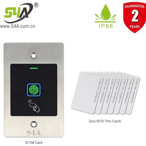 S4A 1000 Users RFID Reader Keyless Door Opener Metal Access Control scanner IP66 Waterproof Embedded Fingerprint reader