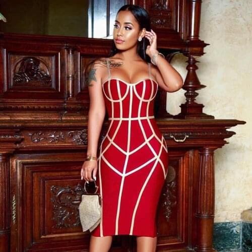 Seamyla 2021 New Sexy Celebrity Bandage Dress Women Spaghetti Strap Sleeveless Bodycon Evening Party Dress Summer Club Dresses