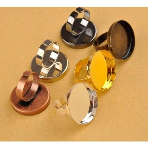 Silver Antique Bronze 6 Colors 100piece 25mm Round Bezel Ring Blank Ring Base DIY Jewelry Making Findings