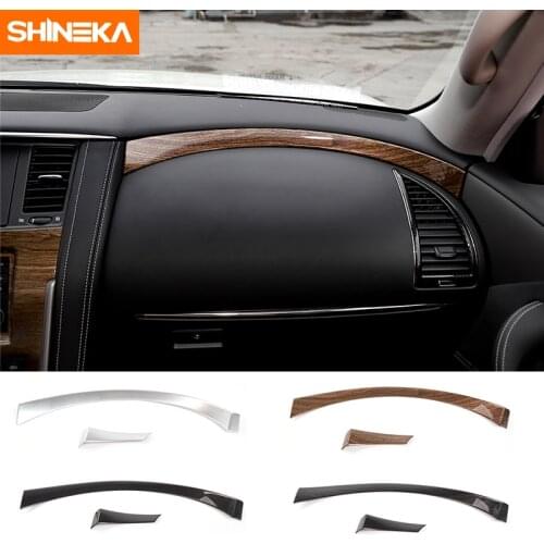 SHINEKA Car Styling ABS Dashboard Panel Copilot Decorative Strips Cover Trim for Nissan Patrol Y62 2017