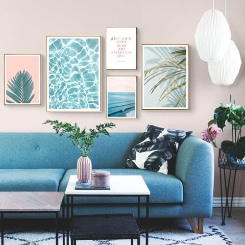 Scandinavian Tropical Decoration Sea Leaf Canvas Poster Landscape Nordic Style Wall Art Print Nature Painting Decorative Picture