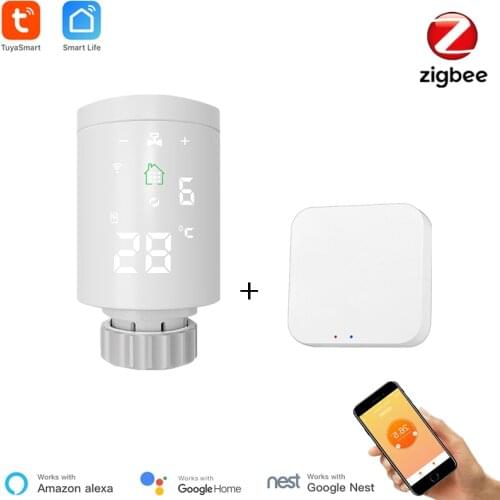Smart Life Zigbee Smart TRV Radiator WiFi Radiator Actuator Programmable Radiator Valve Tuya Smart APP Control Alexa Compatible
