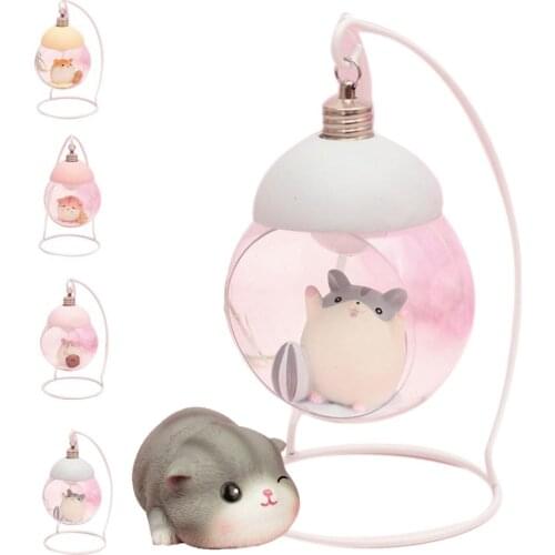Lamp Hamster Night Light Resin Home Decoration Accessories Cartoon Vintage Palace Girl Ornaments For Room Japanese Children Gift
