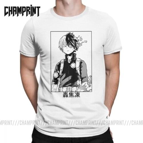 Todoroki Shoto My Hero Academia T-Shirts for Men Boku No Hero Academia Top Japanese Anime Cotton Tee Shirt Short Sleeve T Shirts
