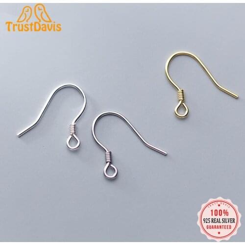 TrustDavis Real 925 Sterling Silver Fashion Earring Ear Hook DIY Accessories Jewelry Wholesale DZ113