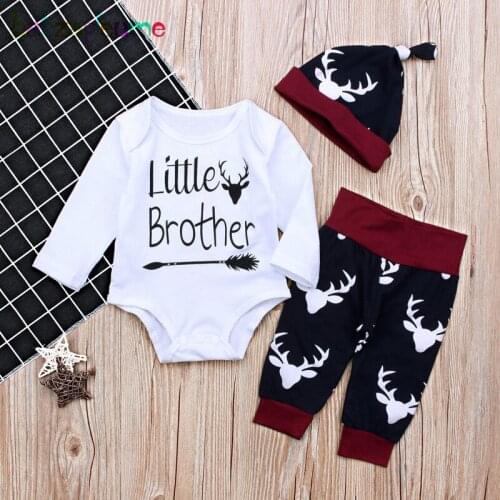 3Piece/Spring Baby Boys Girls Outfits Long Sleeves Cotton Letter Print Infant Bodysuits+Pants+Hat Newborn Clothing Sets BC1613-1