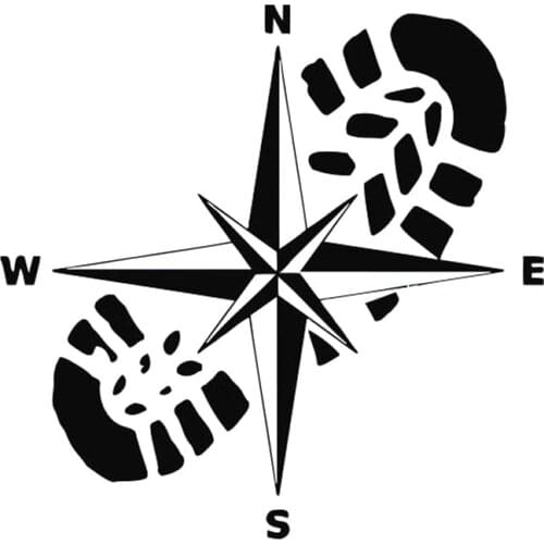 15cm*15cm NSWE Ompass Rose Decal Nautical Decor Compass Footprint Vinyl Car Sticker S6-3538