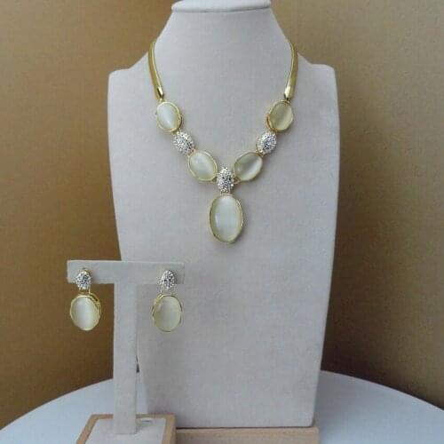 Yuminglai New Arrival 24K Elegant Stone Design Jewelry Set for Women FHK9054