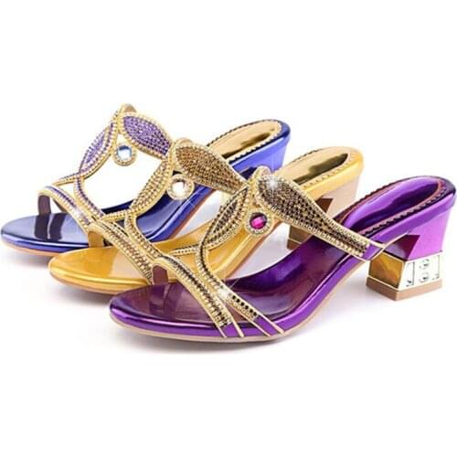 2020 summer womens sandals open-toed gladiator shoes ladies thick heel fashion shoes high heel women slippers