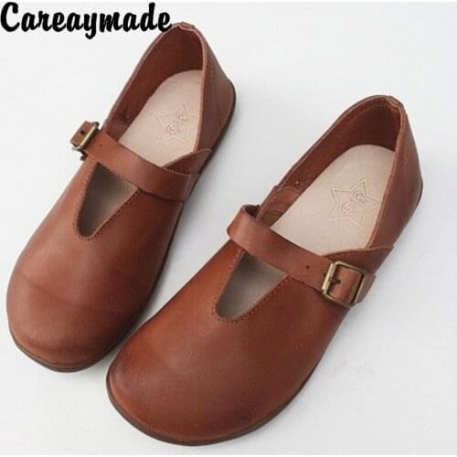 Careaymade-New Full leather handicraft comfortable womens shoes with top layer and cowhide four seasons single shoes