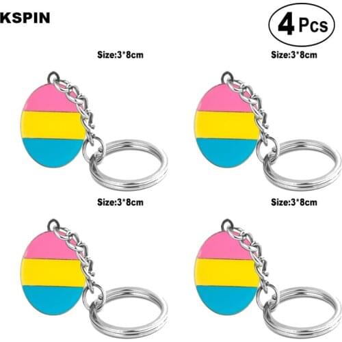 Pansexual Key Ring Lapel Pin Flag badge Brooch Pins Badges 4pcs