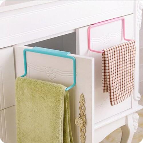 1Pc Candy Colors Over Door Tea Towel Holder Rack Rail Cupboard Hanger Bar Hook Bathroom Kitchen Top Home Organization