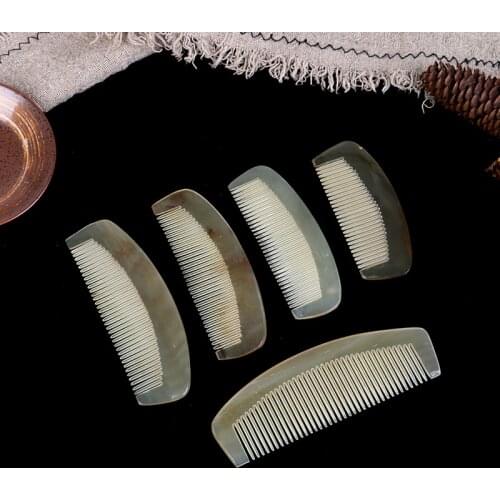 1PCS Natural Amber Ox Horn Comb Of Hair No Static Health Care Hair Brush Hairdressing Comb For Hair 5 Sizes Available