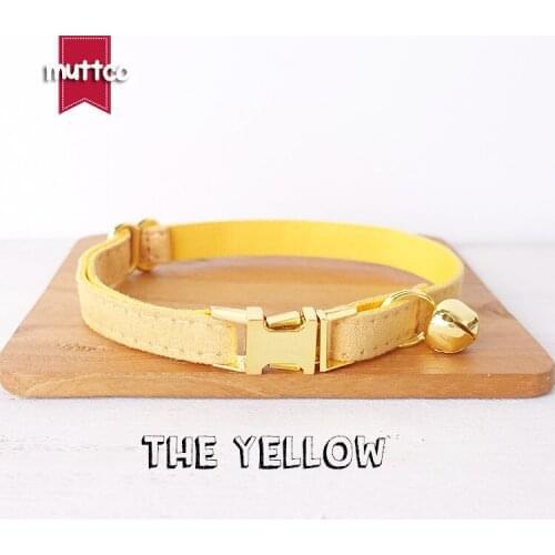10pcs/lot MUTTCO retail with platinum high quality metal buckle collar for cat THE YELLOW design cat collar 2 sizes UCC077B