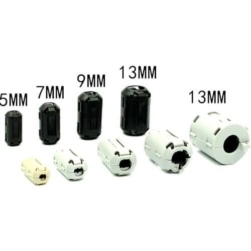 Grey or Black 5mm,7mm.9mm,13mm Clip on EMI RFI Filter Snap Around Ferrite Nickel for Audio Cable