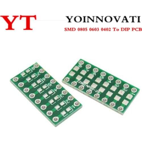 100pcs/lots SMD 0805 0603 0402 To DIP PCB Transfer Board DIP Pin Board Pitch Adapter Keysets