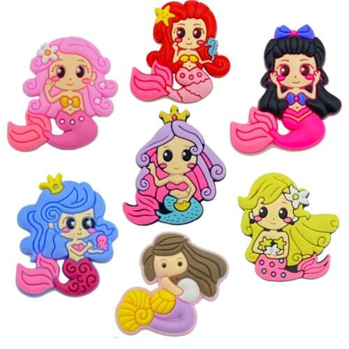 14pcs Lovely Mixed Mermaid Princess PVC Flexible Glue Flat Back DIY Scrapbook Embellishment Phone Craft Decoration F87