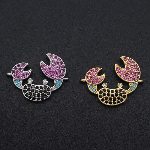 15x20mm 100% CZ Zircon DIY Jewelry Crab Connectors Charm Wholesale Fashion Jewelry Accessories OEM Order Accepted Factory Sale