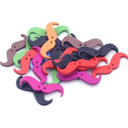 20Pcs Mixed Moustache Wooden Sewing Buttons 2 Holes DIY Scrapbook Ornaments Clothing Crafts Gift Decoration Accessories 35x11mm