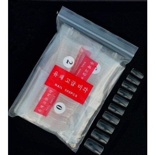 500 Pcs/Set Full Nail Tips Transparent False Nail Art Design French/Korean Acrylic UV Salon Design Manicure Tool Free Shipping