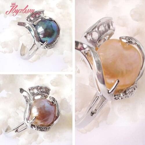 9-10mm Natutal Cultiured Freshwater Pearl Stone Beads White Zinc Alloy Cocktail Ring 1 Pcs,Send By Random Size,Free Shipping