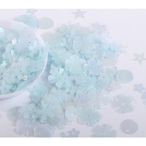 10g/Pack Mix Sizes/Shapes Sequins Matte Sky Blue Flake Cup Sequins Paillettes Sewing Wedding Decoration Confetti Accessories
