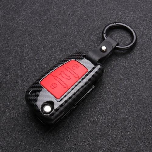 New Carbon fiber ABS Silica Gel Car Key Case FullCover For Audi A1 A3 A4 A5 Q7 A6 C5 C6 Car Remote Shell Car-Styling Accessories