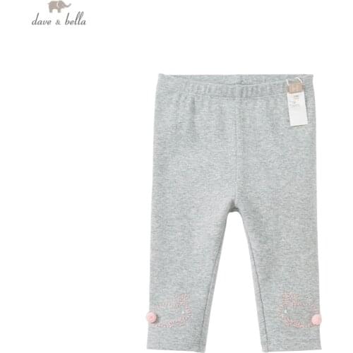 DBZ18819 dave bella autumn baby girls fashion cartoon pants children full length kids girl pants infant toddler trousers