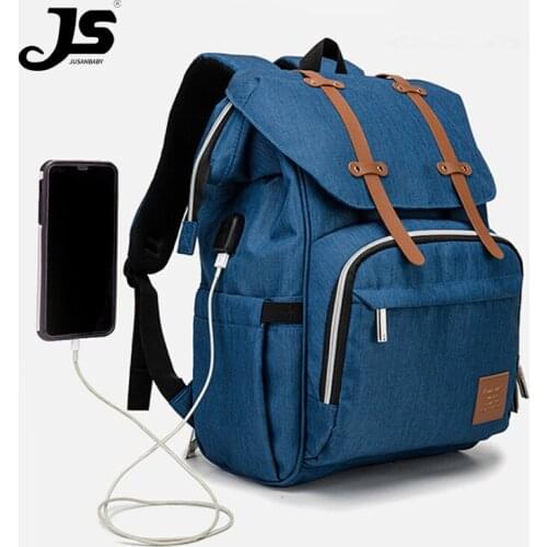 JuSanbaby Diaper Bag Baby bed Bag Mummy Backpack Large Capacity Waterproof Casual Laptop Bag Rechargeable Holder for Bottle