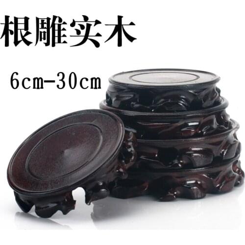 A stone fish tank vase base12CM-18CM Jingdezhen tea base circular wooden carving base