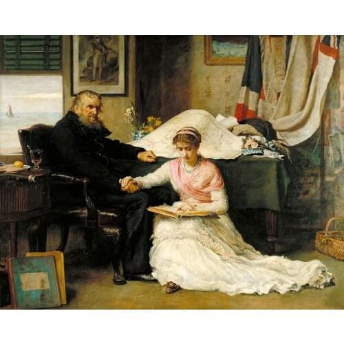 Figure Oil Painting Handpainted on Canvas Wall Picture Art Painting John Everett Millais Northwest Passage Father with Daughter