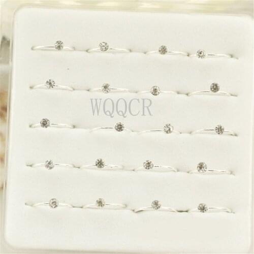 20PCS 925 Sterling Silver 2MM Crystal Classic Design Mens And Womens Silver Nose Ring And Nose Nail Perforated Body Jewelry