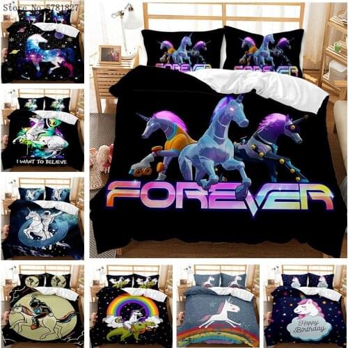 2/3 Pieces Running Horse Bedding Set Home Custom Cartoon Duvet Cover Single Twin Queen Bed Quilt Cover 12 Size Bed Cover Set