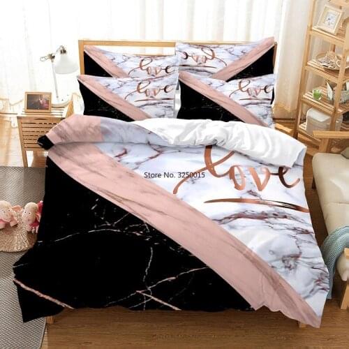 Pink marble bedding set duvet cover set 3d bedding digital printing bed linen queen size bedding set fashion design