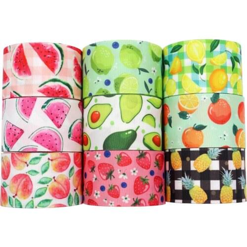 Grosgrain Ribbon Summer Fruit Trims Printed Grosgrain Ribbons lemon Pattern for Gift Wrapping Home Decor 1-1/2 Inch X 5 Yard