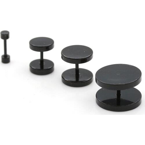 Many Sizes Punk Titanium Steel Dumbbells Shape Black Magnet Stud Earrings for Women Men 1 piece 9 Kinds