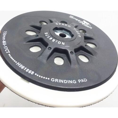 Multi-Hole Dust- Free Soft/Hard Sanding Pad Sander Backing Pad Short Hook 6" 150mm-H17-M8 Grinding Pad