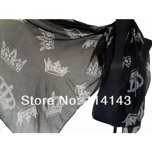 Fashion Womens Big Crown Print Scarf Wrap Shawl 180*110cm, Free Shipping