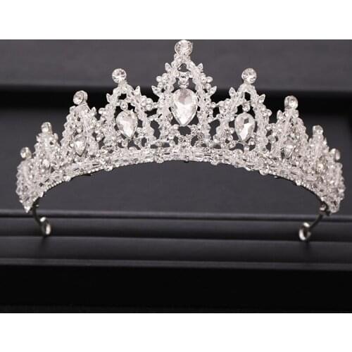 Trendy Silver color Handmade Beading Crystal Queen Crown Bridal Hair Accessories Wedding Headpiece Hair Jewelry Accessories