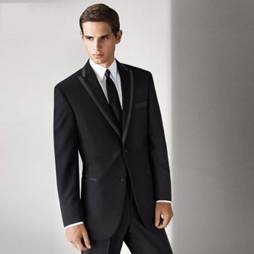 Black Men Suits 2020 Wedding Tuxedo Peaked Lapel Design Slim Fit Formal Best Man Outfits 2 Pieces Costume Homme Terno Masculino