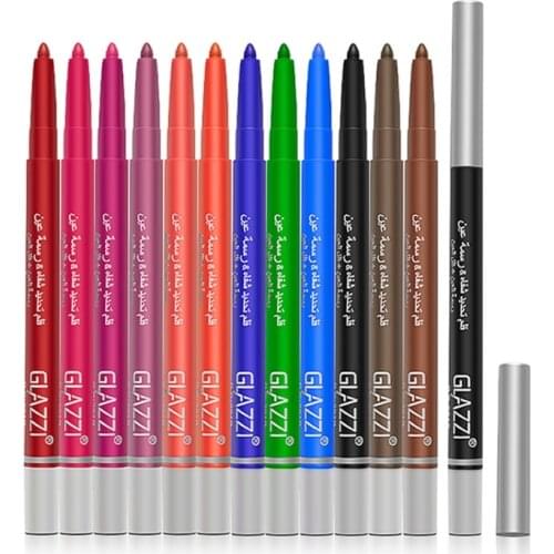 Y1UF 12 Colors Eyeliner Pen Set Eye Liner Gel Pencil Auto-Rotating Colored Eyeliners Waterproof for Women Girls