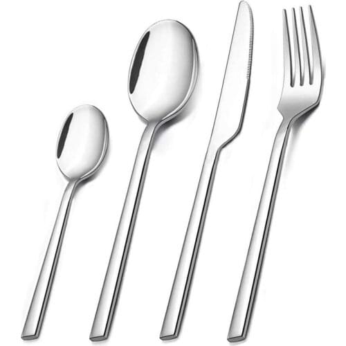 BalleenShiny Household Western Food Set High Quality Stainless Steel Steak Knife Fork Spoon Cutlery 4-piece Portable Cutlery